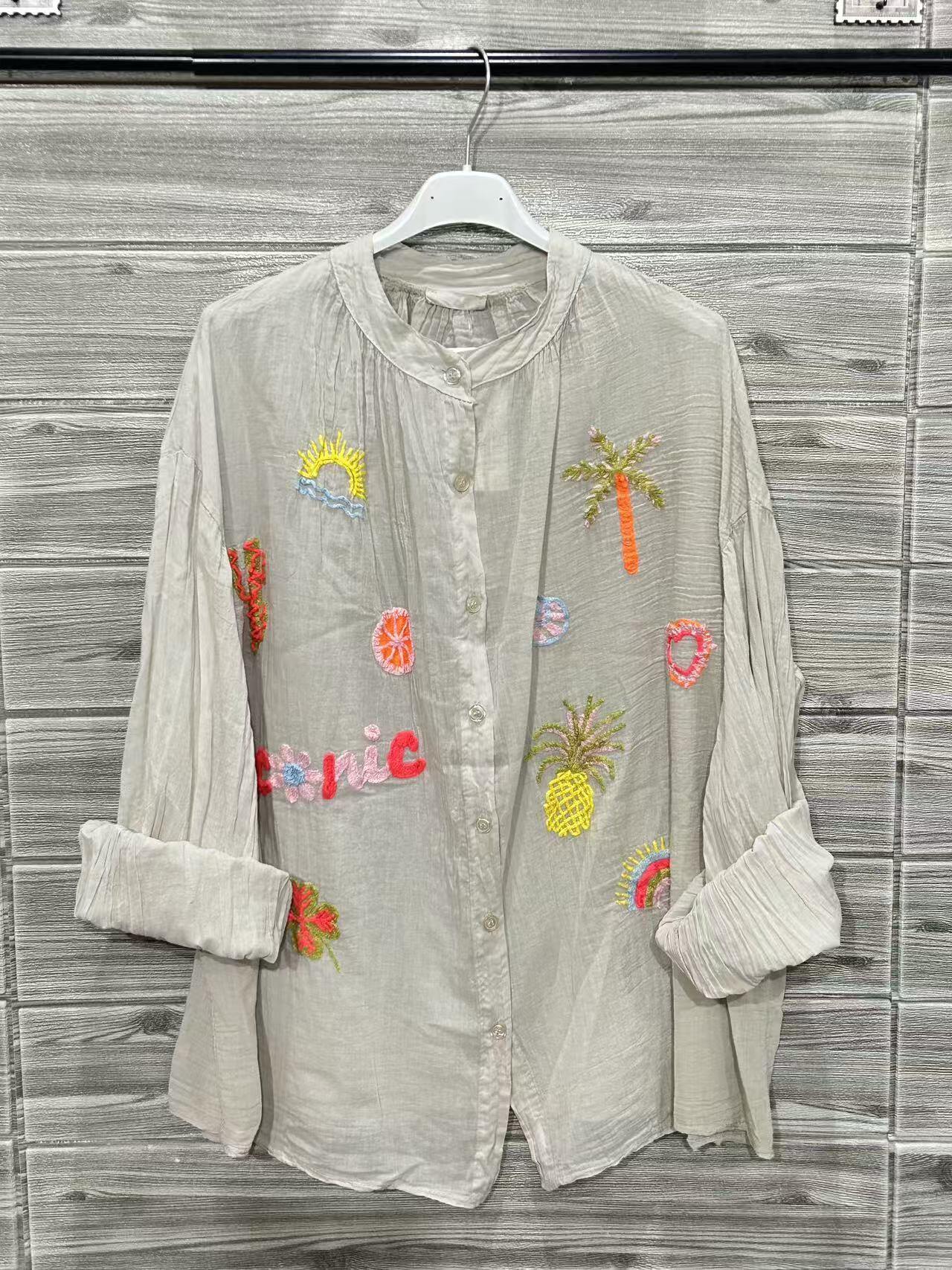 ZOPSIPCEC Printed Shirt In Pure Cotton Ecru