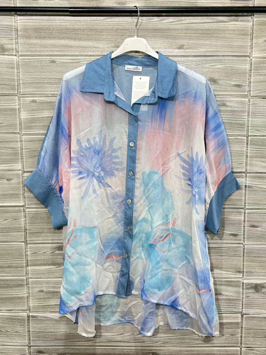 ZOPTSBU Printed Tencel Shirt Blue