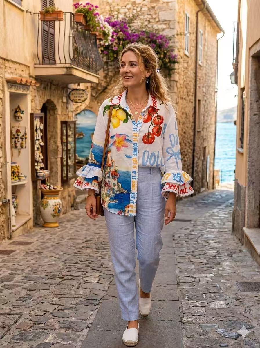 ZOSH4WH Mixed Floral Print Shirt White