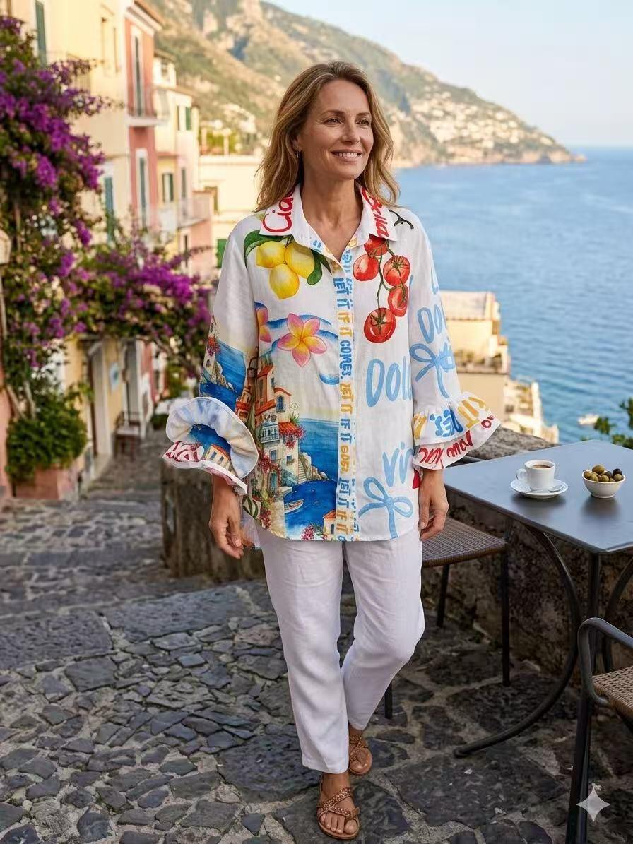 ZOSH4WH Mixed Floral Print Shirt White