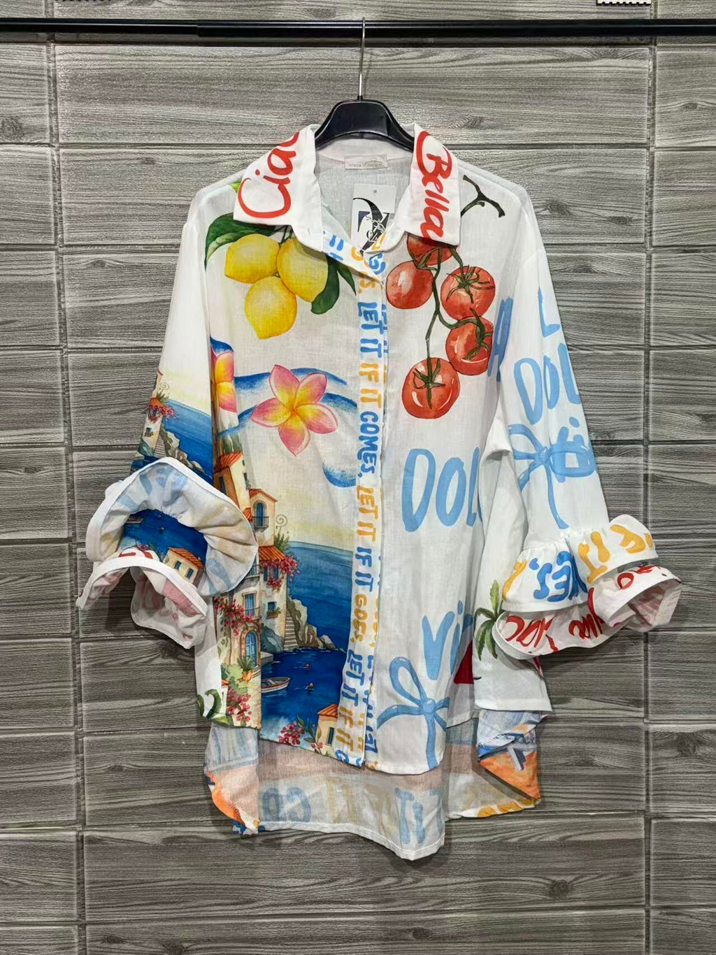 ZOSH4WH Mixed Floral Print Shirt White