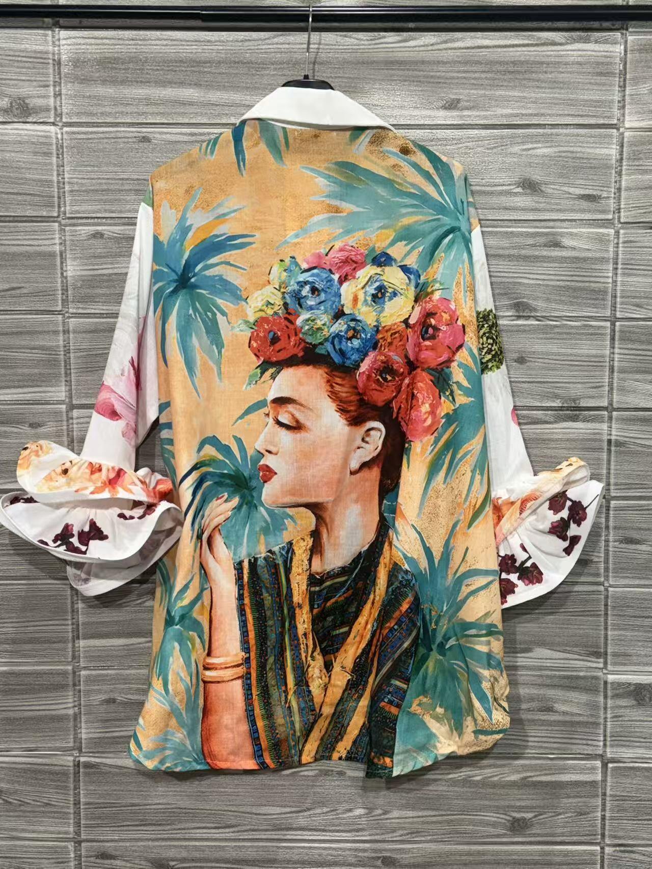 ZOSH3WH Watercolor Floral Print Shirt White