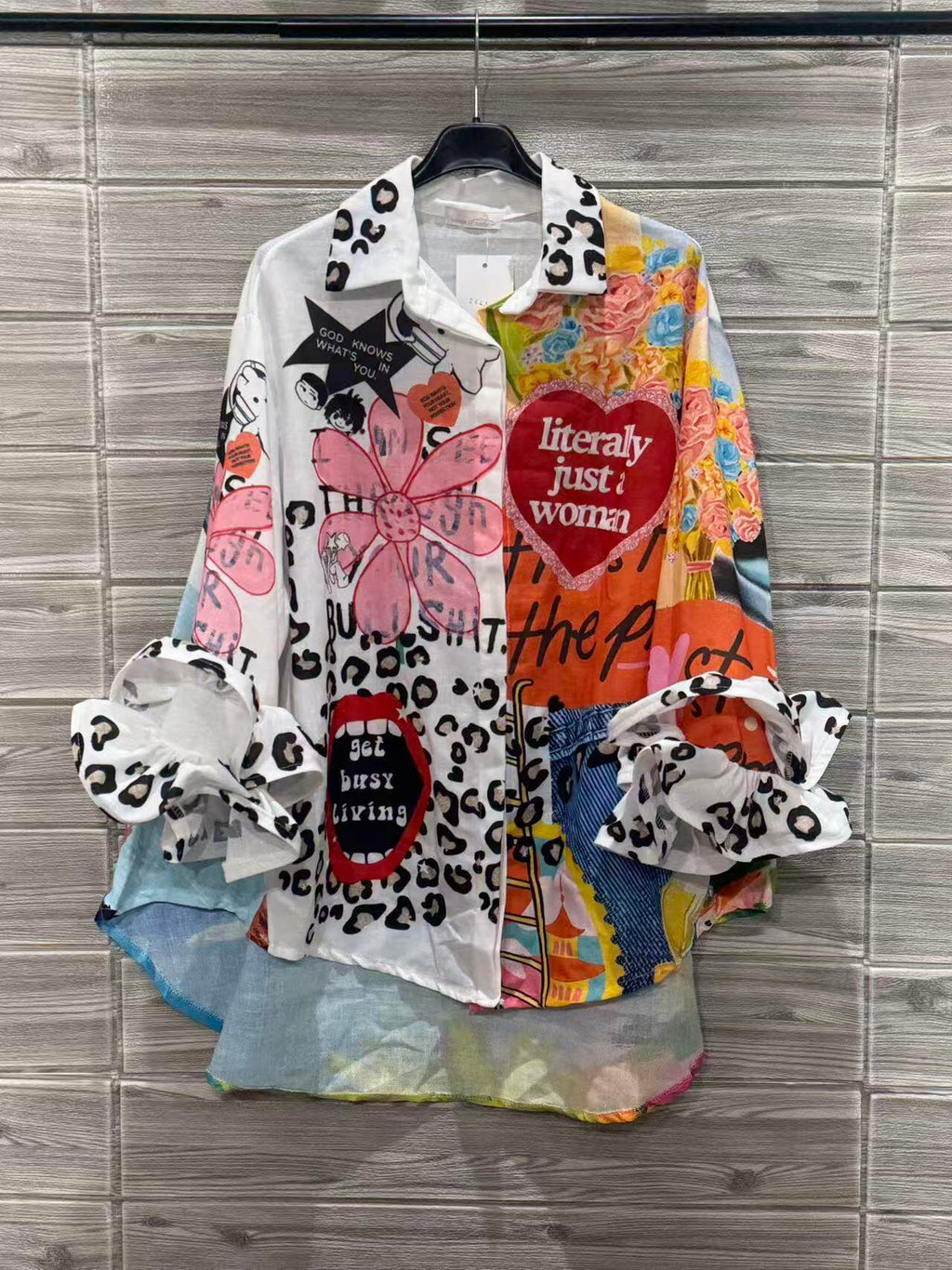 ZOSH2WH Beach Scene Print Shirt White