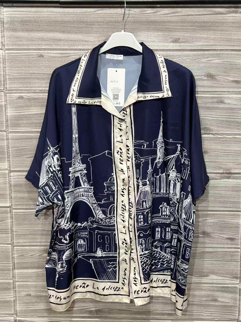 ZOPCSNV Paris Print Shirt Navy