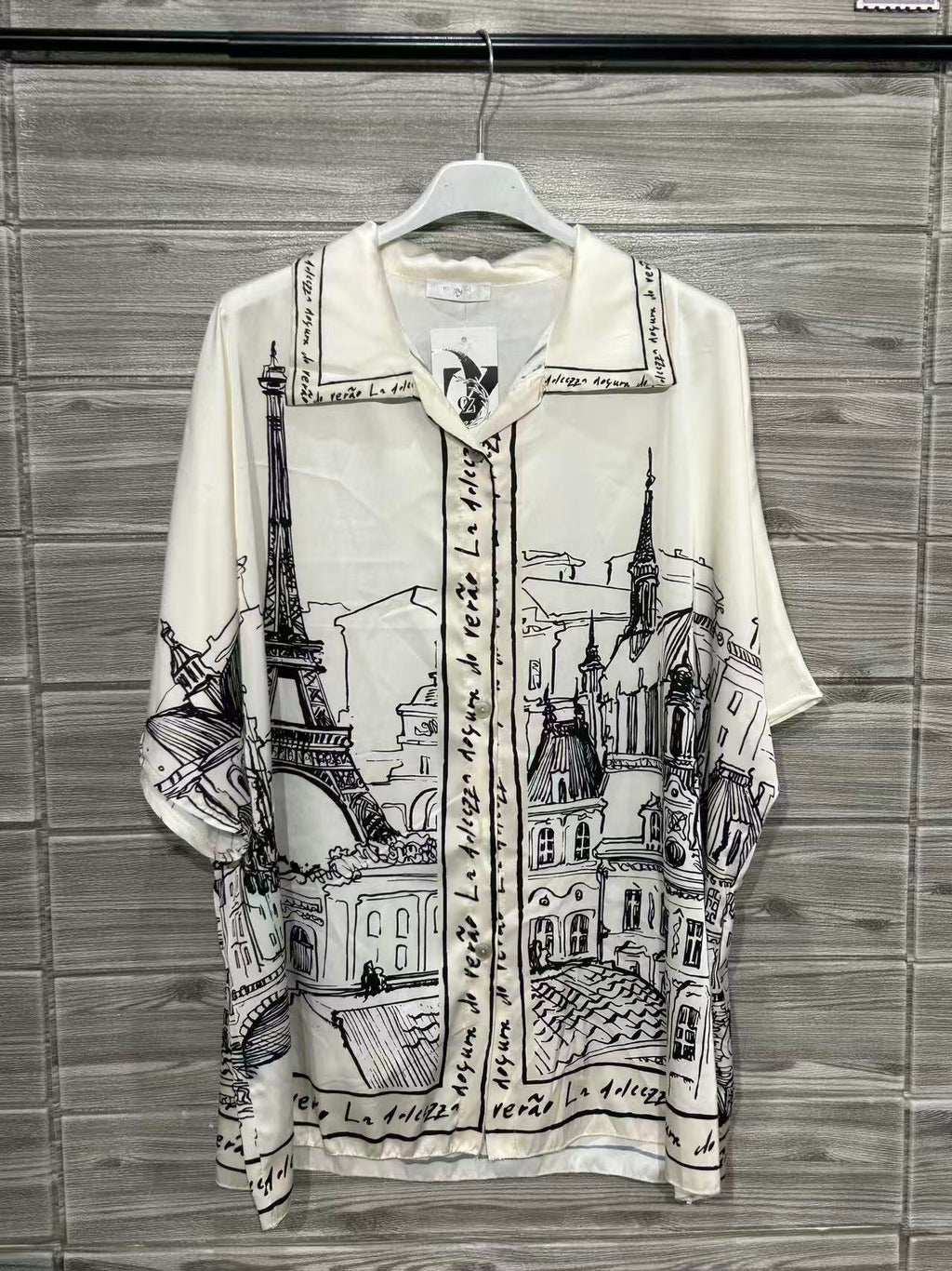ZOPCSEC Paris Print Shirt Ecru