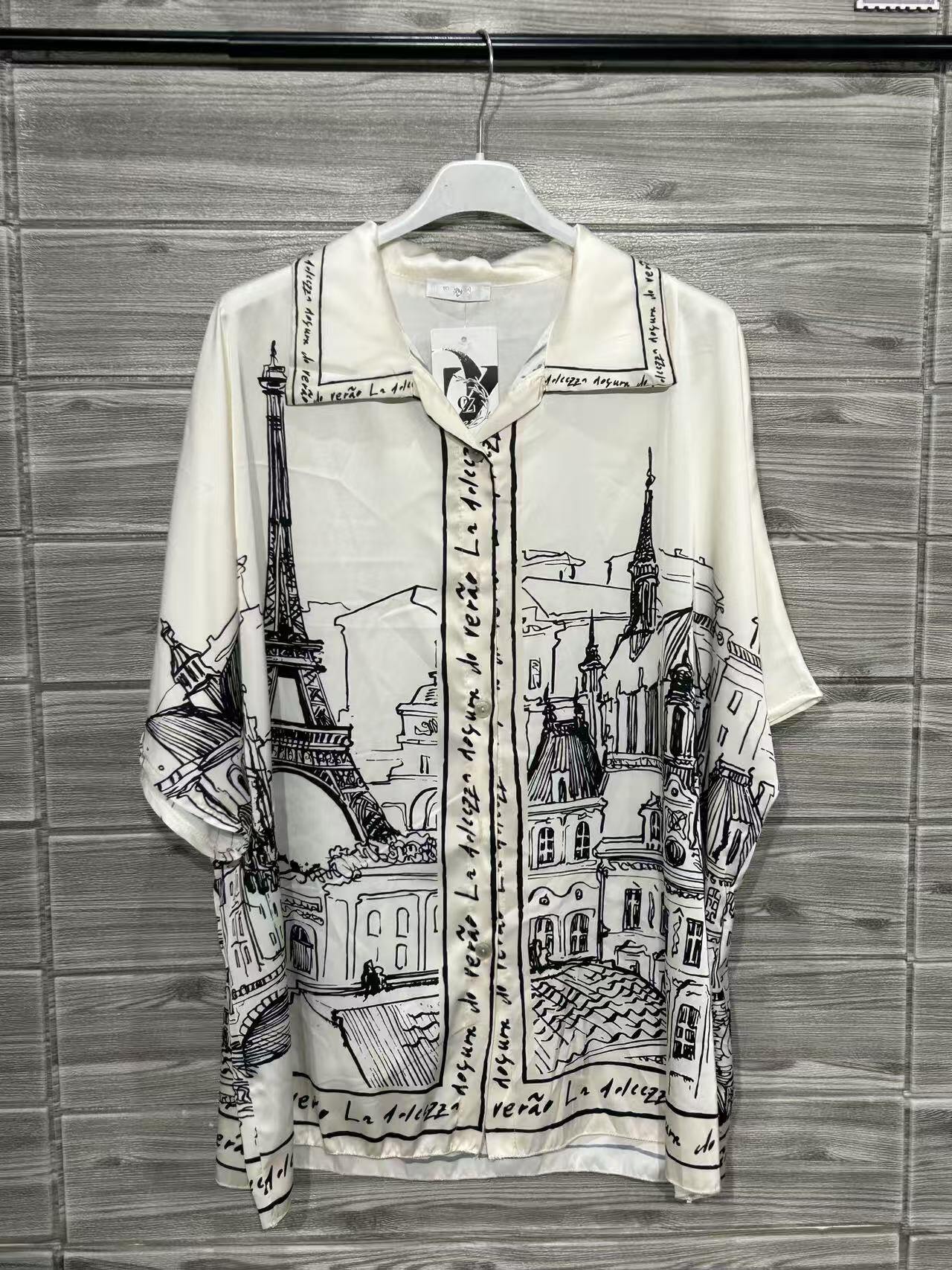 ZOPCSEC Paris Print Shirt Ecru