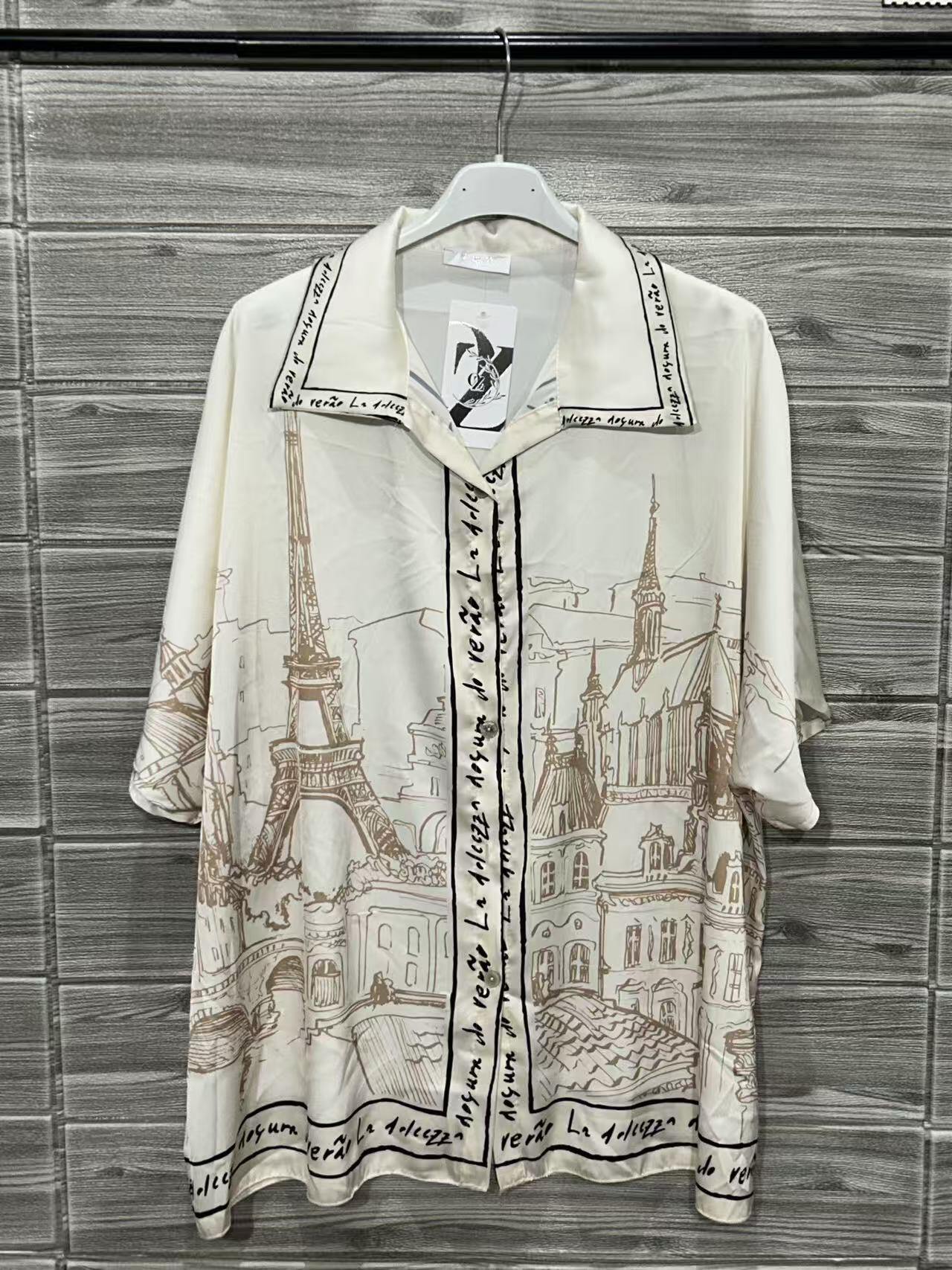 ZOPCSIV Paris Print Shirt Ivory