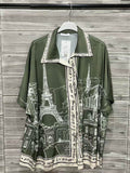 ZOPCSKH Paris Print Shirt Khaki