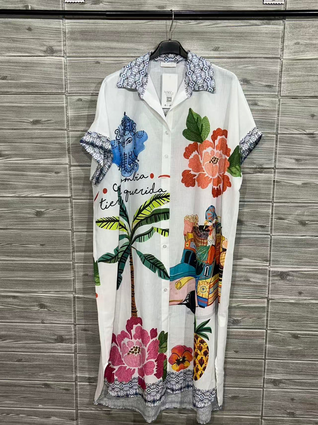 ZOLPSWH Long Printed Shirt White