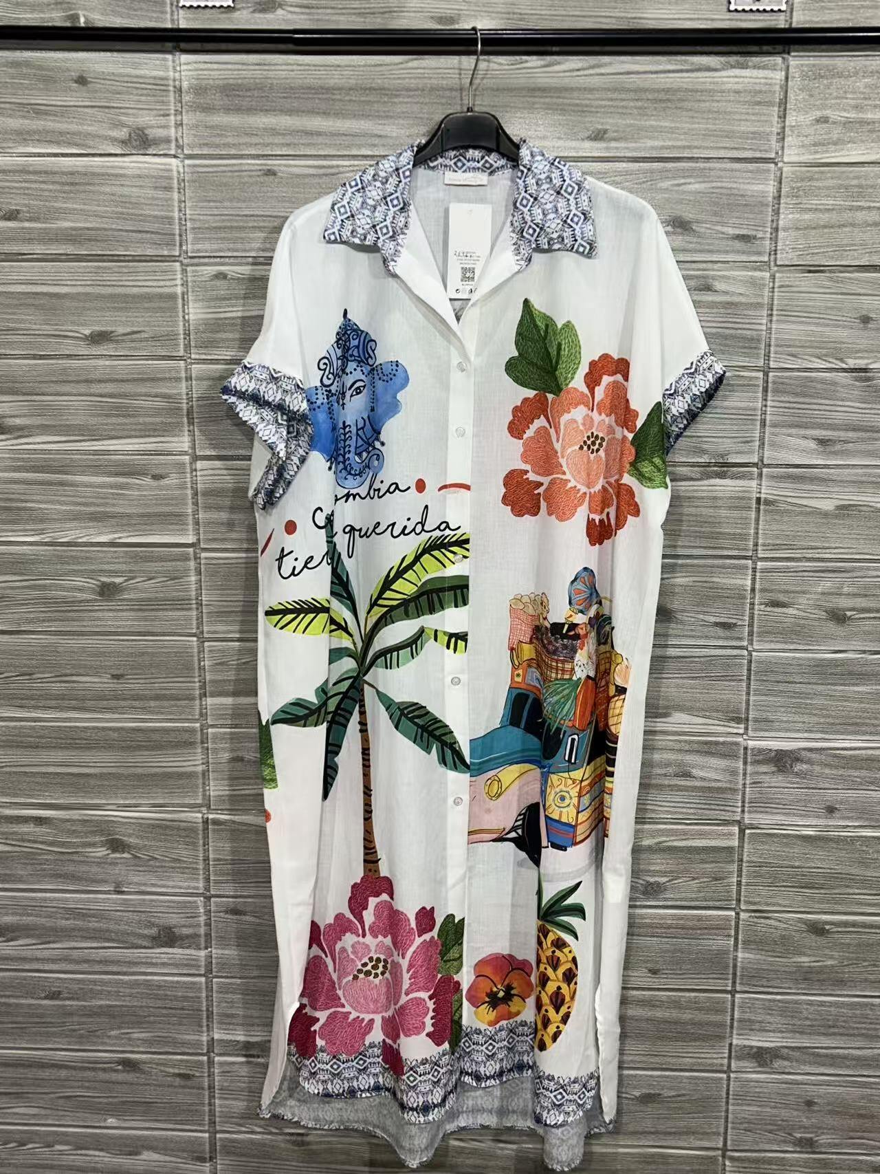 ZOLPSWH Long Printed Shirt White
