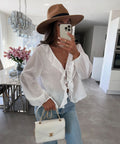 ESTCBWH Buttoned Cotton Blouse White
