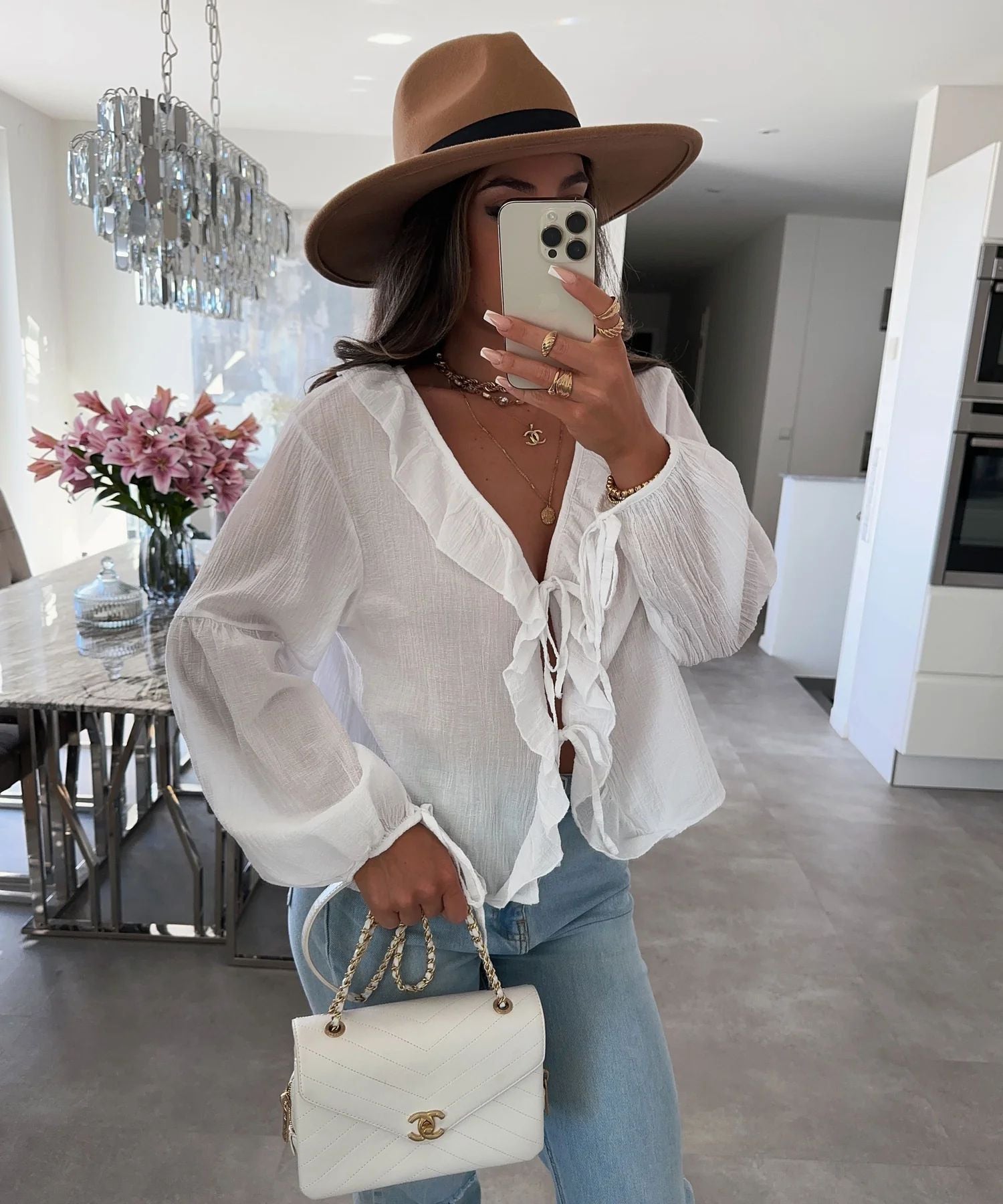 ESTCBWH Buttoned Cotton Blouse White