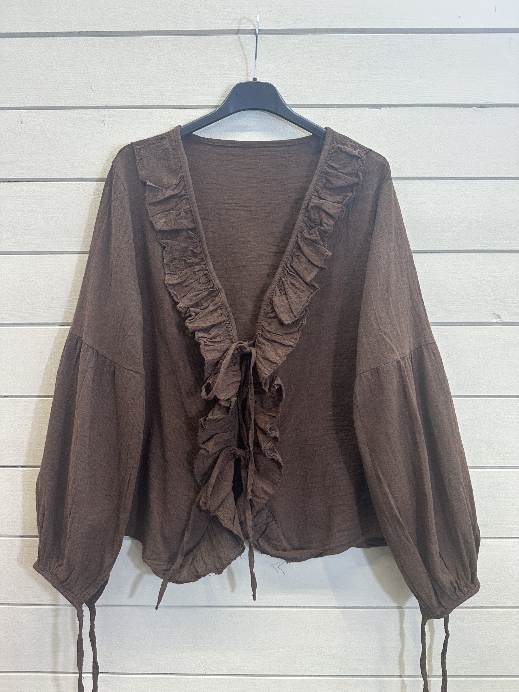 ESTCBDB Buttoned Cotton Blouse Dark Brown
