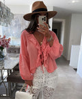 ESTCBCO Buttoned Cotton Blouse Coral