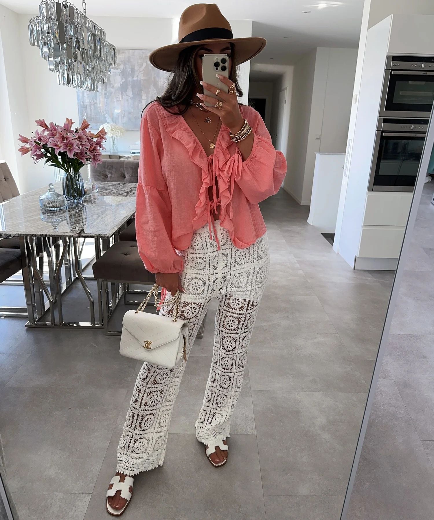 ESTCBCO Buttoned Cotton Blouse Coral