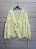 ESTCBLY Buttoned Cotton Blouse Light Yellow