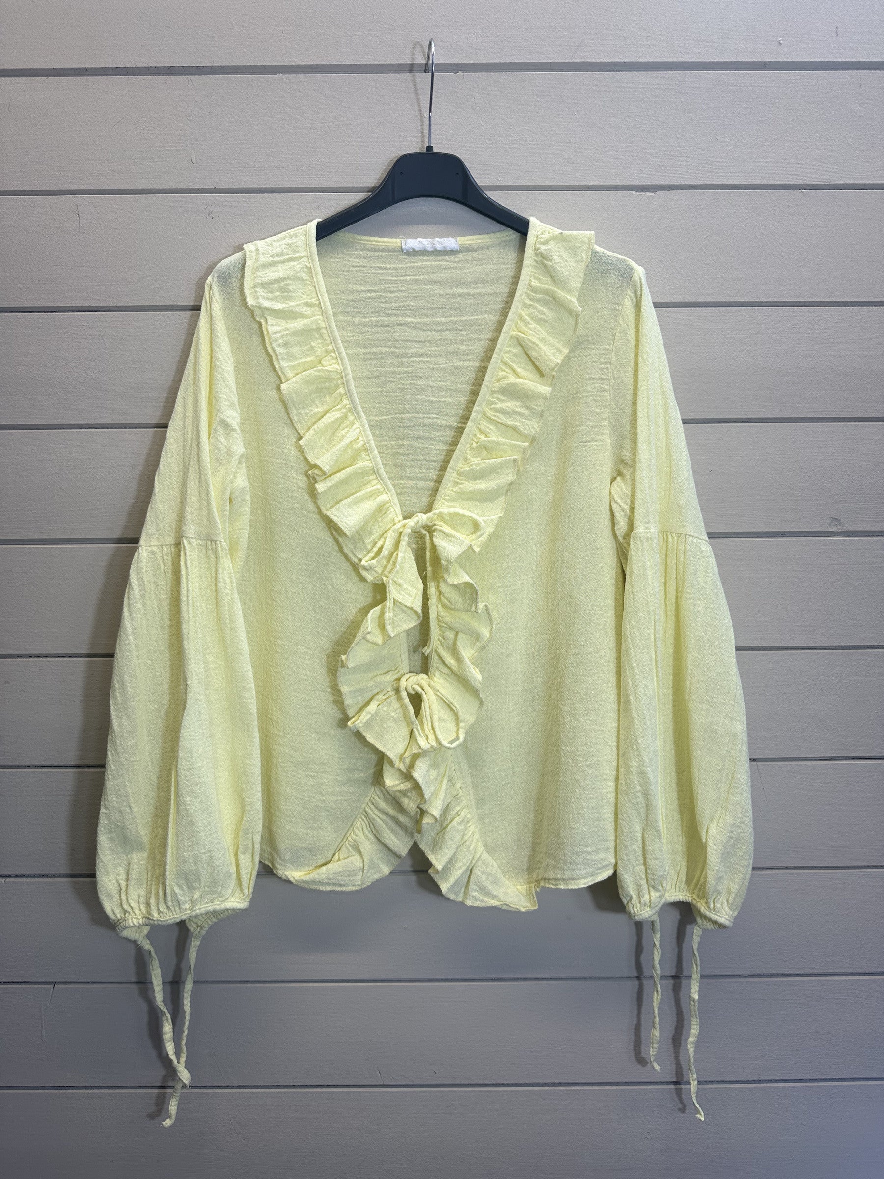 ESTCBLY Buttoned Cotton Blouse Light Yellow