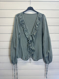 ESTCBKH Buttoned Cotton Blouse Khaki