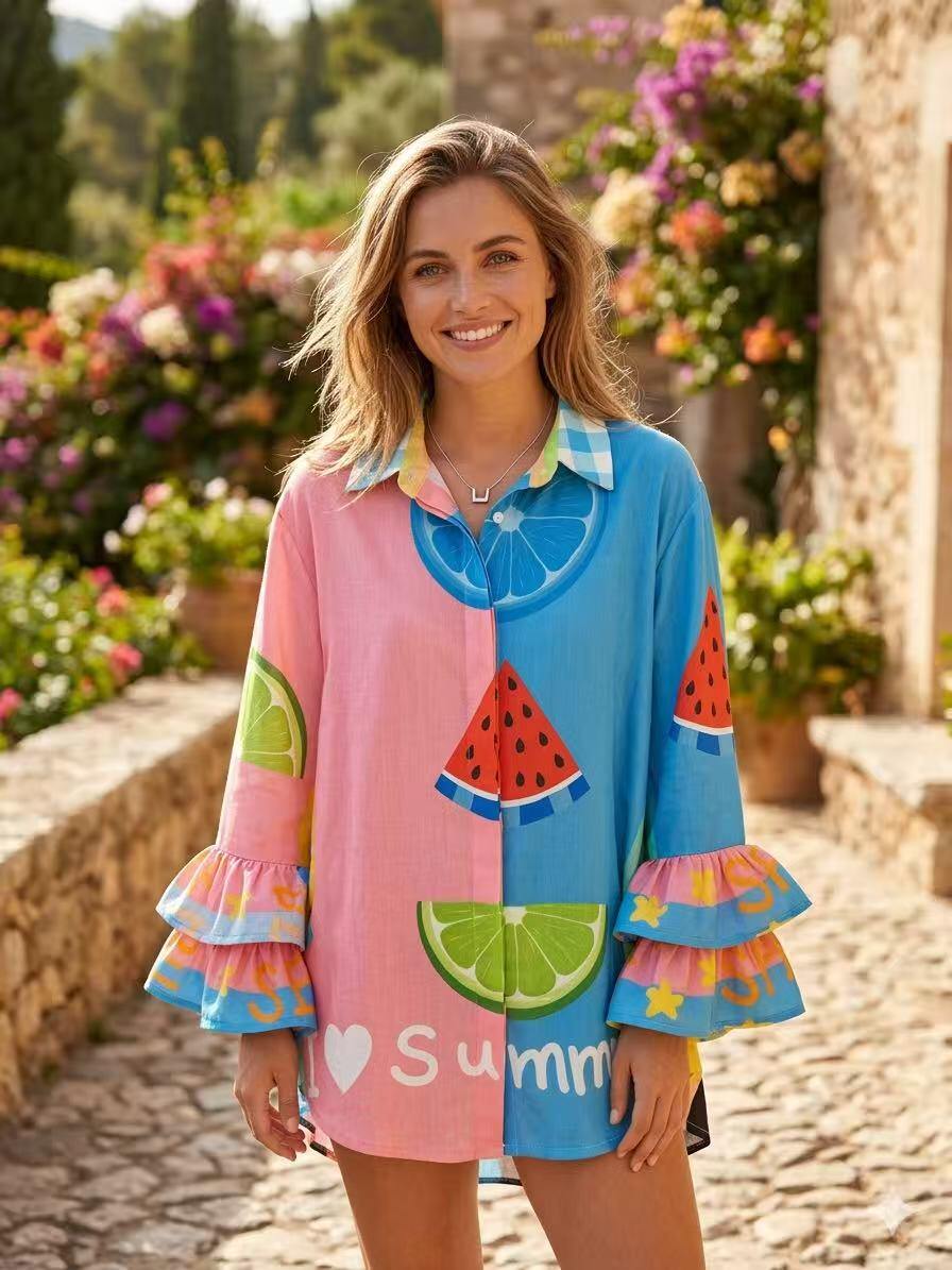 ZOPBBL Printed Blouse Blush