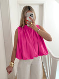 ESTBAFU Sleeveless Cotton Balloon Blouse Fuchsia