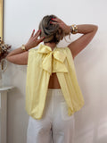 ESTBALY Sleeveless Cotton Balloon Blouse Light Yellow