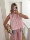 ESTBAPK Sleeveless Cotton Balloon Blouse Pink