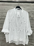 ZOBL1WH Yellow Embroidered Cotton Blouse White