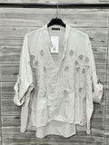 ZOBL1EC Yellow Embroidered Cotton Blouse Ecru