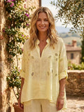 ZOBL1LY Yellow Embroidered Cotton Blouse Light Yellow