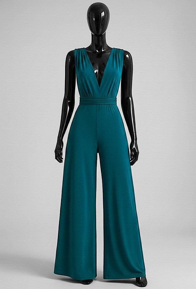 ELBJ2 Teal Wide-Leg Jumpsuit
