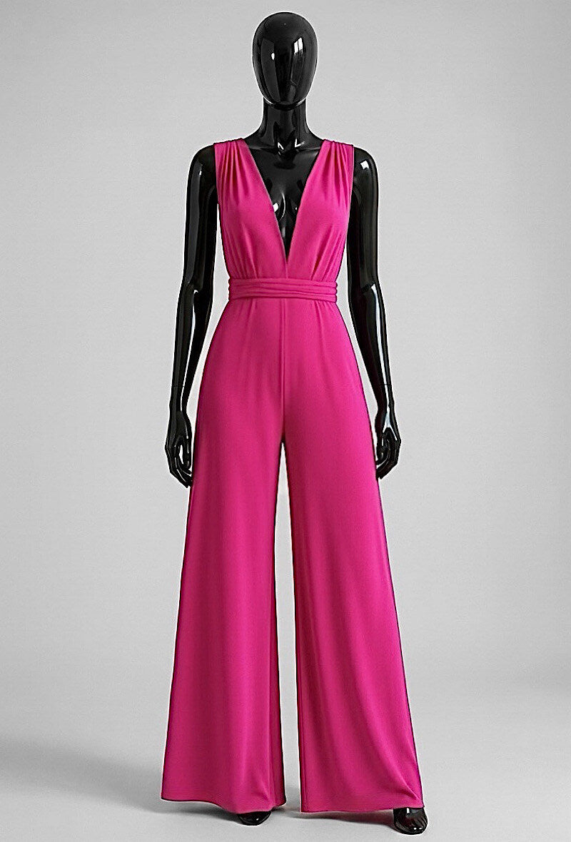 ELBJ5 Fuchsia Wide-Leg Jumpsuit