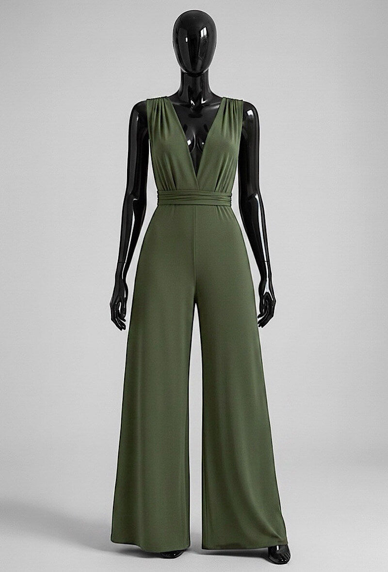 ELBJ6 Khaki Wide-Leg Jumpsuit