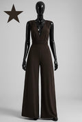 ELBJ12 Brown Wide-Leg Jumpsuit