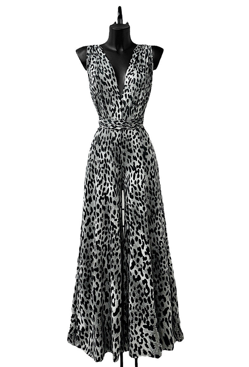 ELBP1 Black Leopard Print Jumpsuit