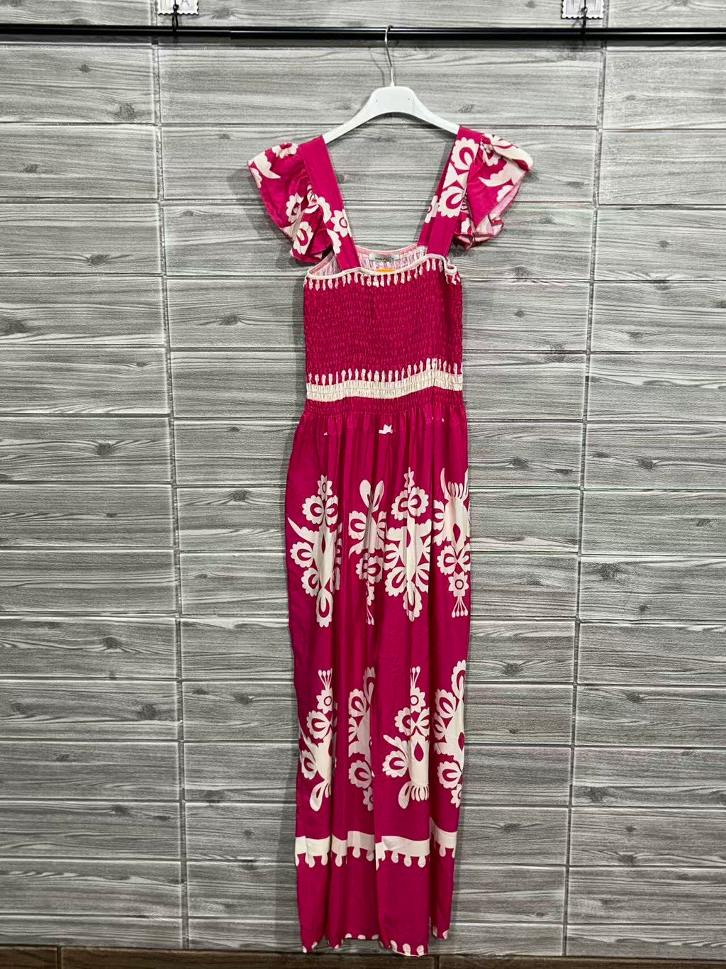 ZOJS1FX Medallion Print Jumpsuit Fuchsia