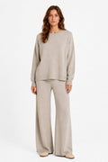 LU4 Beige Oversize Knit Set