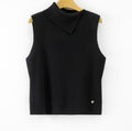 LUACT2 Black Asymmetric Collar Top