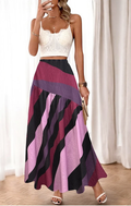 ESSSP One Size Purple Italian Stripe Colorblock Maxi Skirt