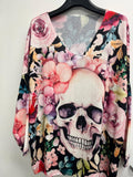POCSK Italian Cozy Pink Skull Sweater One Size LOOWIE