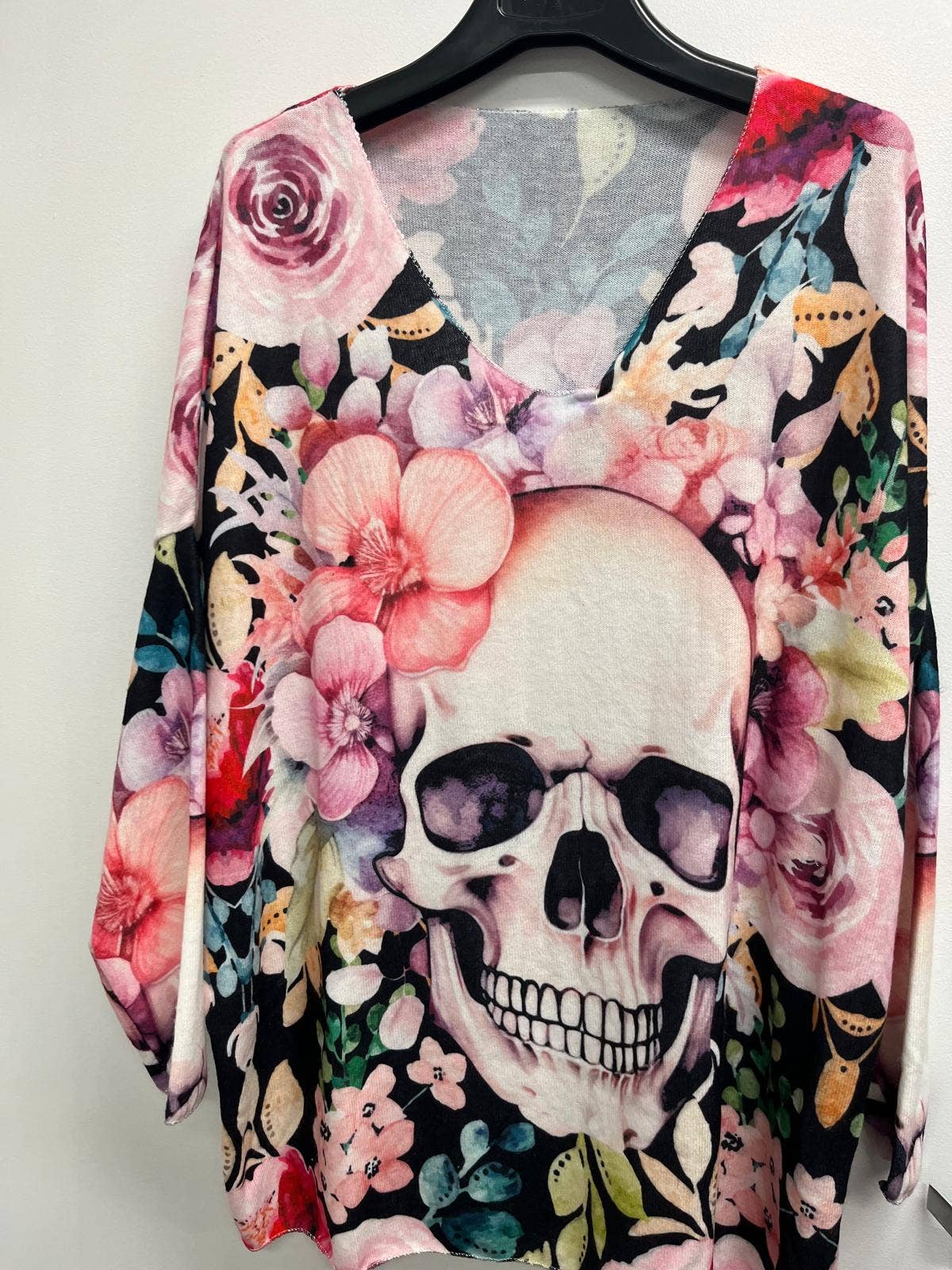 POCSK Italian Cozy Pink Skull Sweater One Size LOOWIE