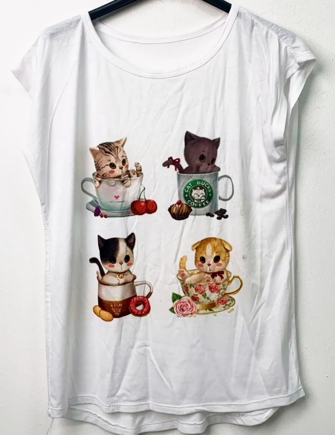 GD KITTIES White Polyester One Size t-Shirt
