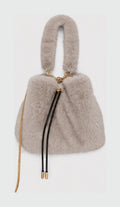 JA419 Light Grey Faux Fur Bucket Bag