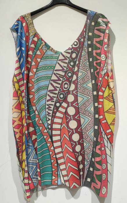 POPL11 PLUS SIZE Sleeveless Abstract Knit Sweater