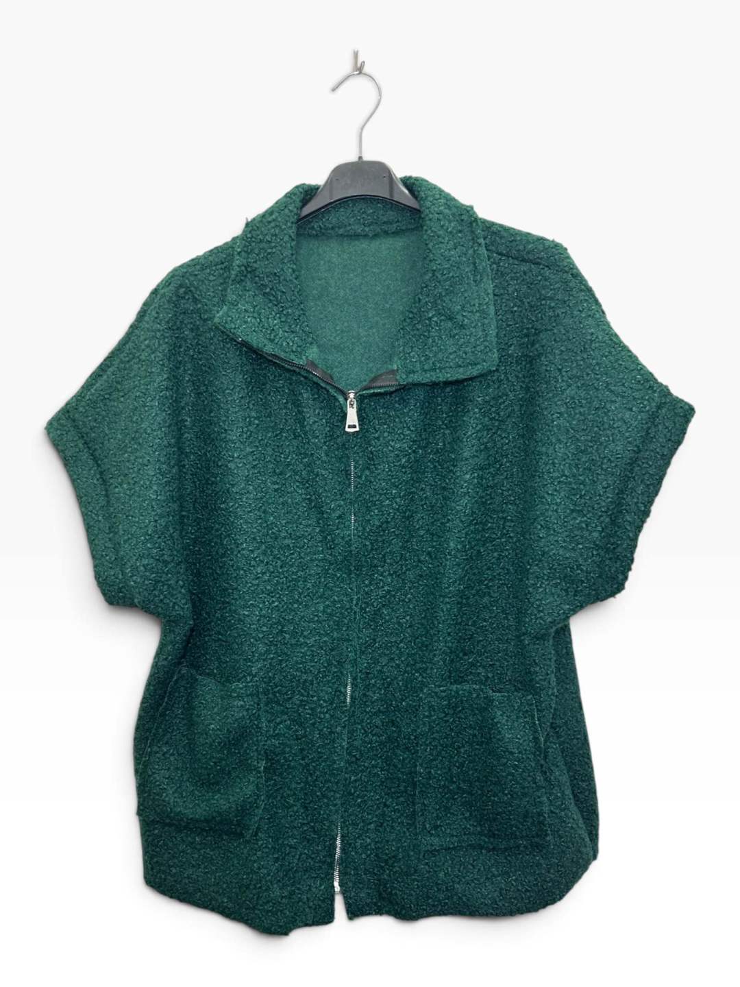 VM118 Pine Green Sherpa Zip Jacket