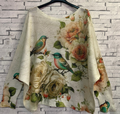 Z749 Beige Birds Round Knit Printed Sweater LOOWIE