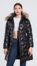 509 Black Hearts Warm Long Puffer Coat Jacket Fur Hood