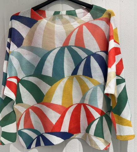 POPARA White Umbrella Round Knit Printed Sweater LOOWIE