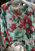 COFL6 Aqua Red Floral Round Knit Printed Sweater LOOWIE