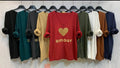 358 One Size AMOUR Strass Cotton Long Sleeves  Shirt LOOWIE