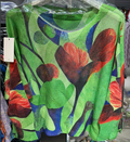 C1005 Green Floral Printed Spring Long Sleeves Sweater